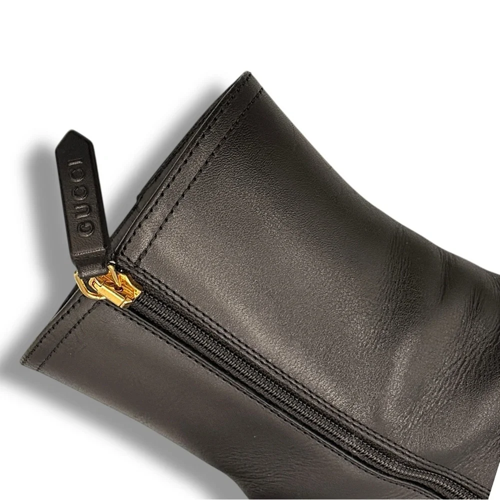 Gucci Logo Ankle Boots Black Leather – EU 37 - Picture 10 of 16